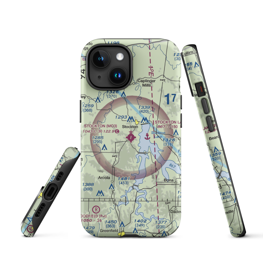 Stockton Municipal Airport (MO3) VFR Sectional  Tough iPhone Case iPhone 15 model shown