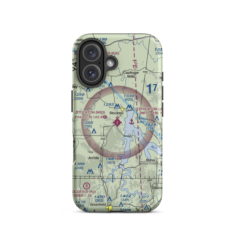 Stockton Municipal Airport (MO3) VFR Sectional  Tough iPhone Case iPhone 16 model shown