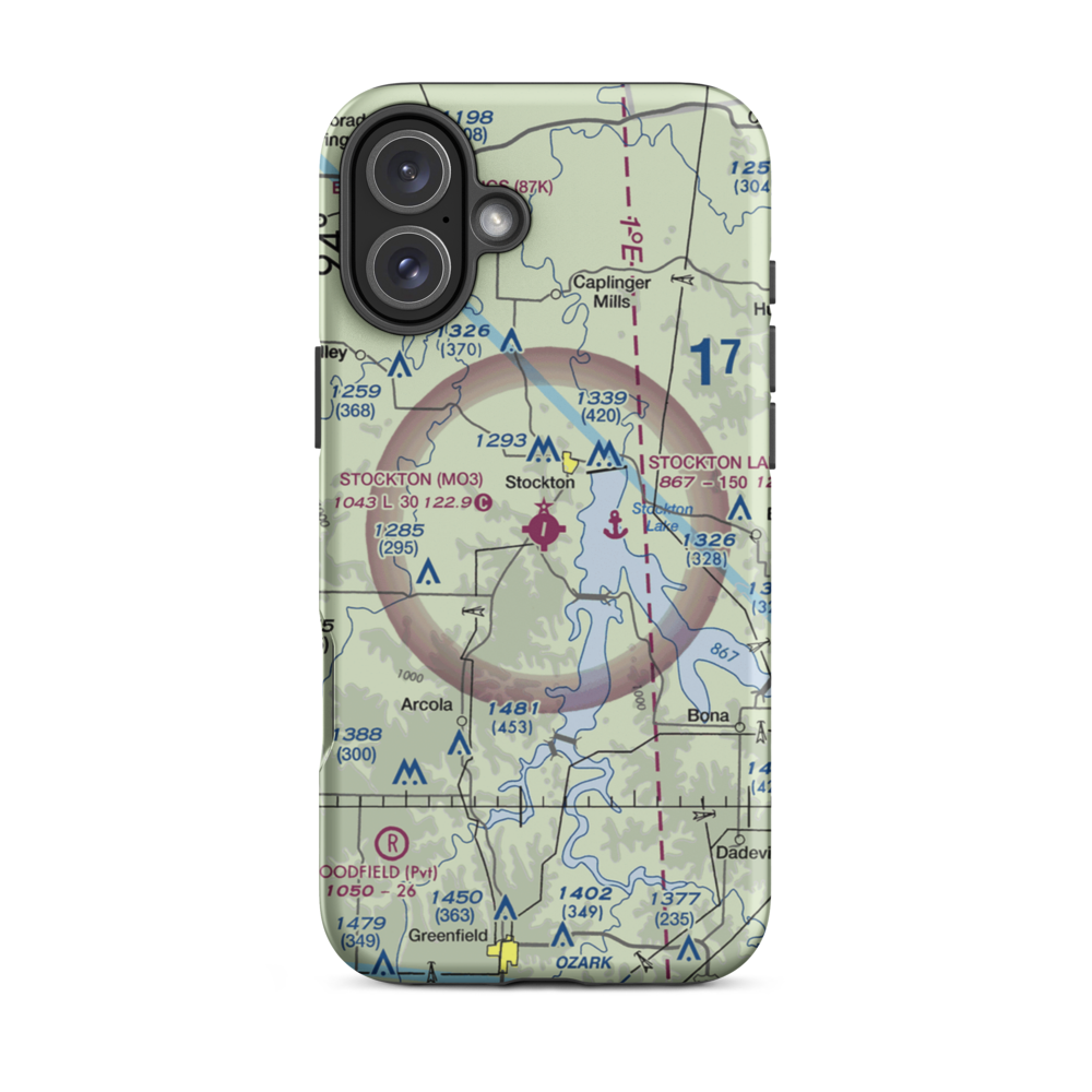 Stockton Municipal Airport (MO3) VFR Sectional  Tough iPhone Case iPhone 16 Plus model shown