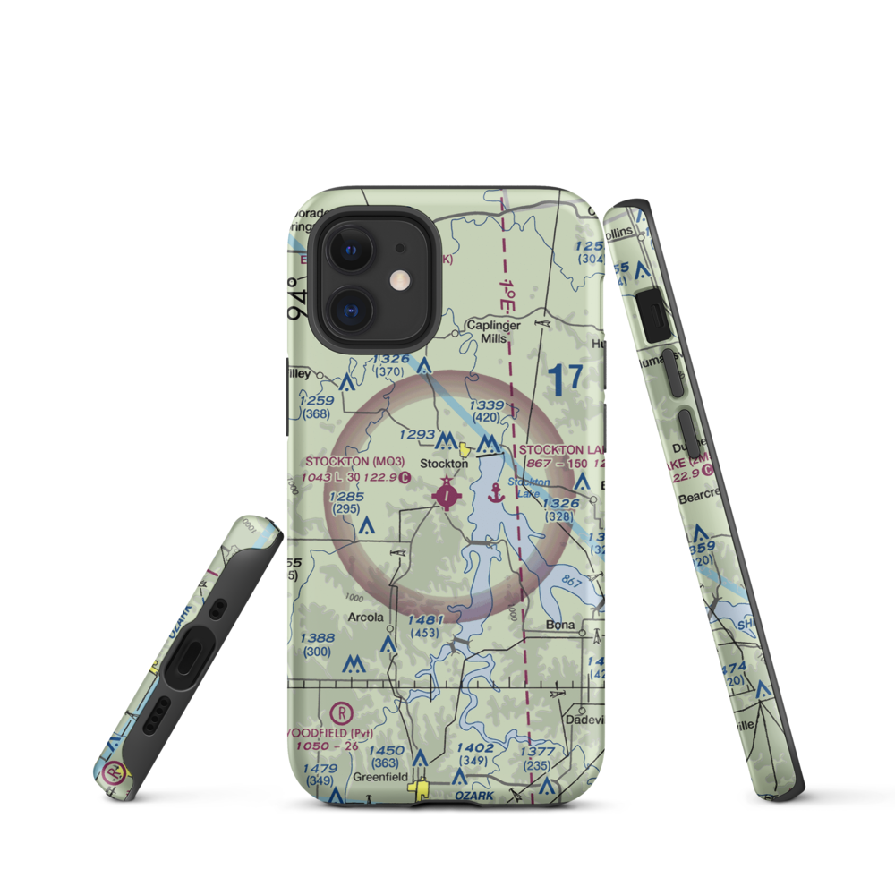 Stockton Municipal Airport (MO3) VFR Sectional  Tough iPhone Case iPhone 12 mini model shown