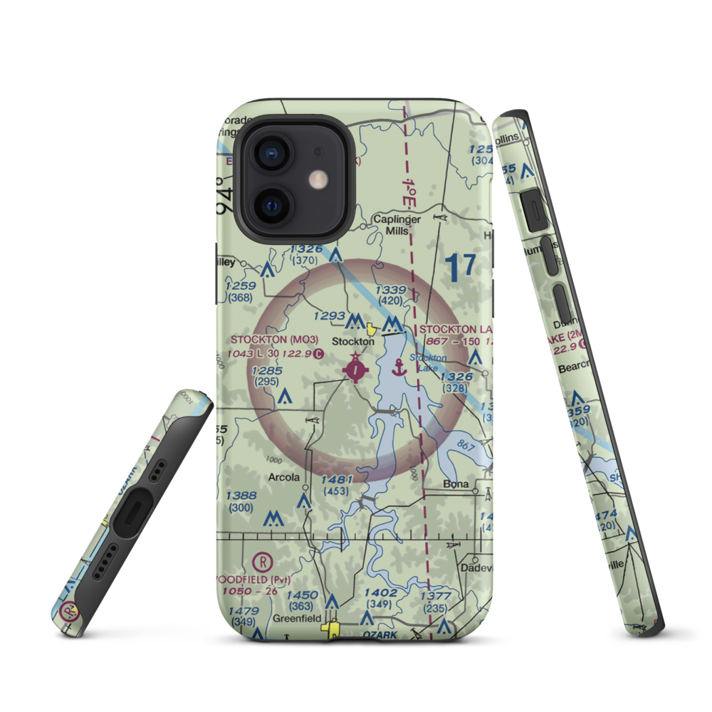 Stockton Municipal Airport (MO3) VFR Sectional  Tough iPhone Case iPhone 12 model shown