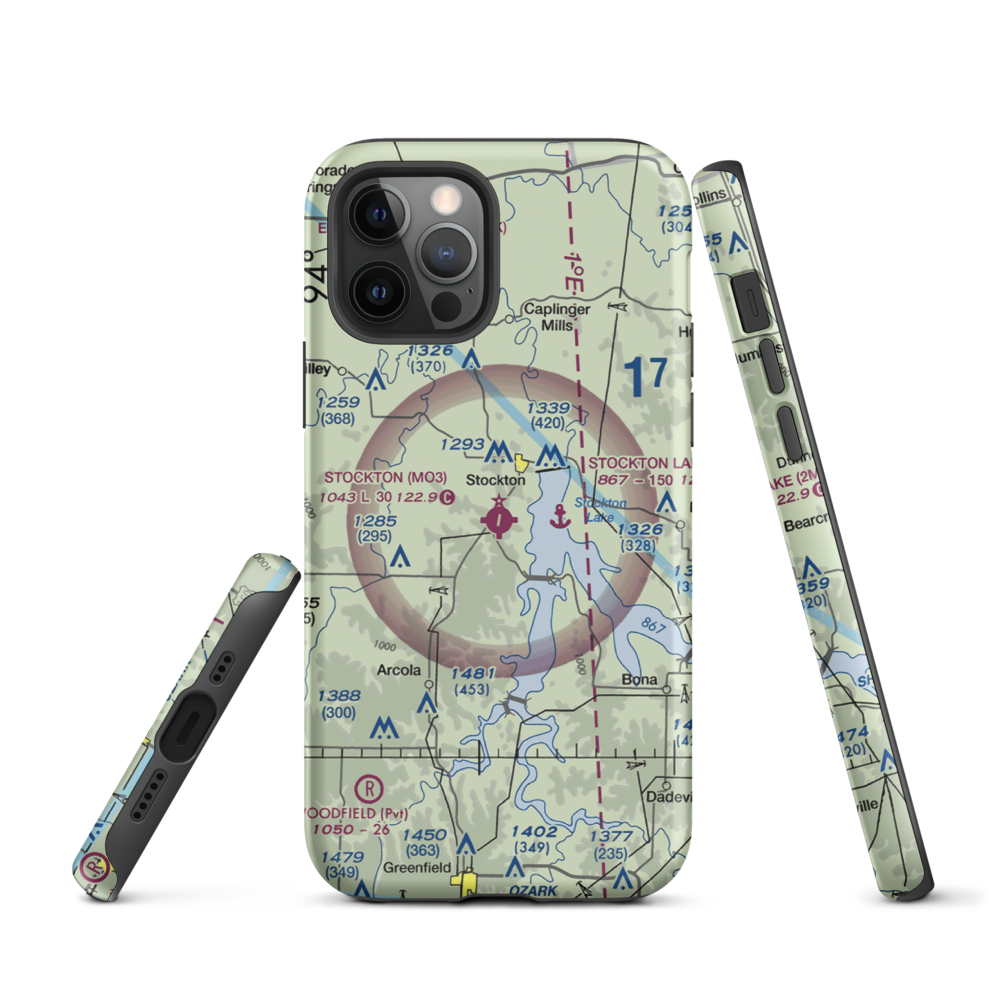 Stockton Municipal Airport (MO3) VFR Sectional  Tough iPhone Case iPhone 12 Pro model shown
