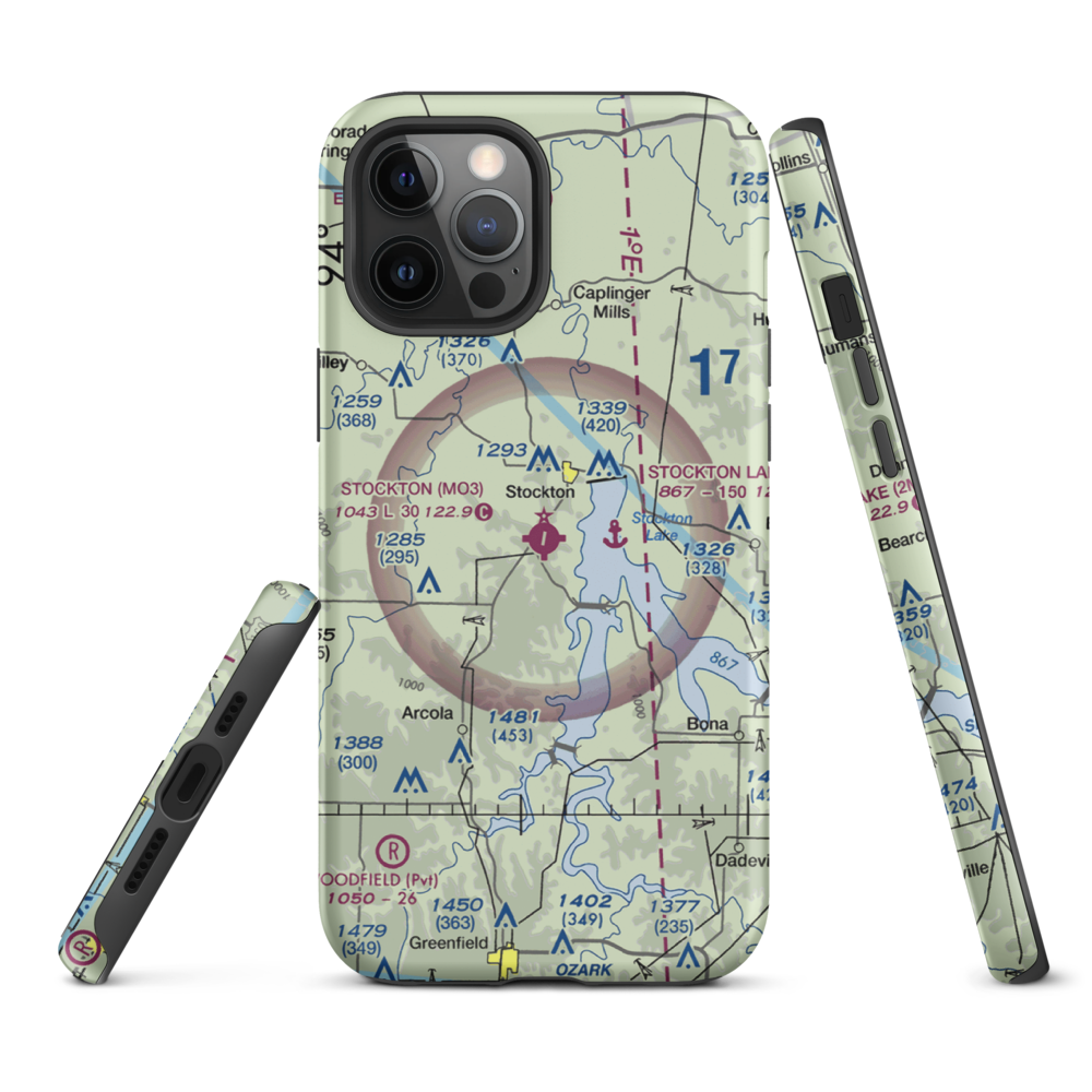 Stockton Municipal Airport (MO3) VFR Sectional  Tough iPhone Case iPhone 12 Pro Max model shown