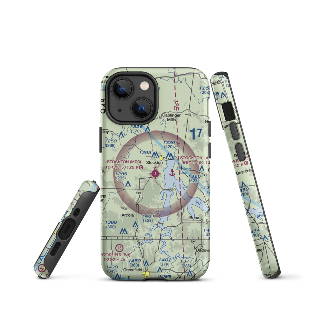 Stockton Municipal Airport (MO3) VFR Sectional  Tough iPhone Case iPhone 13 mini model shown