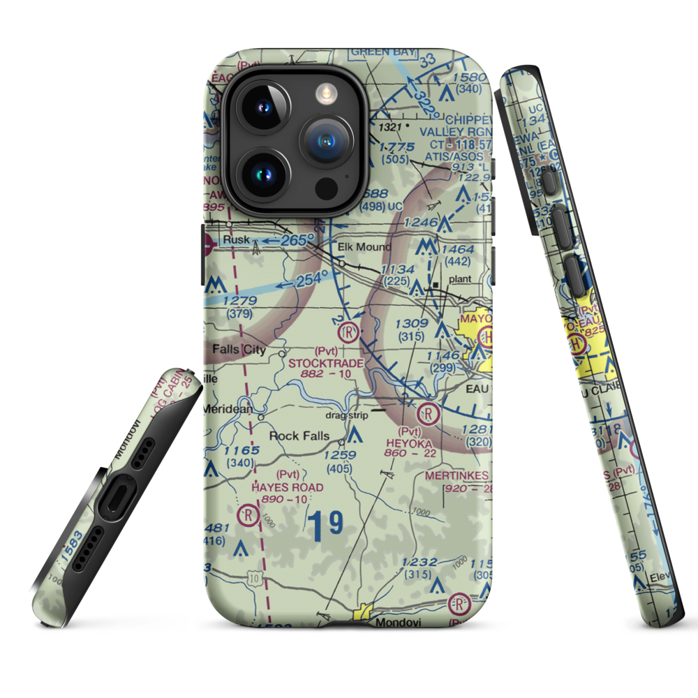 Stocktrade Airport (WI05) VFR Sectional  Tough iPhone Case iPhone 15 Pro Max model shown