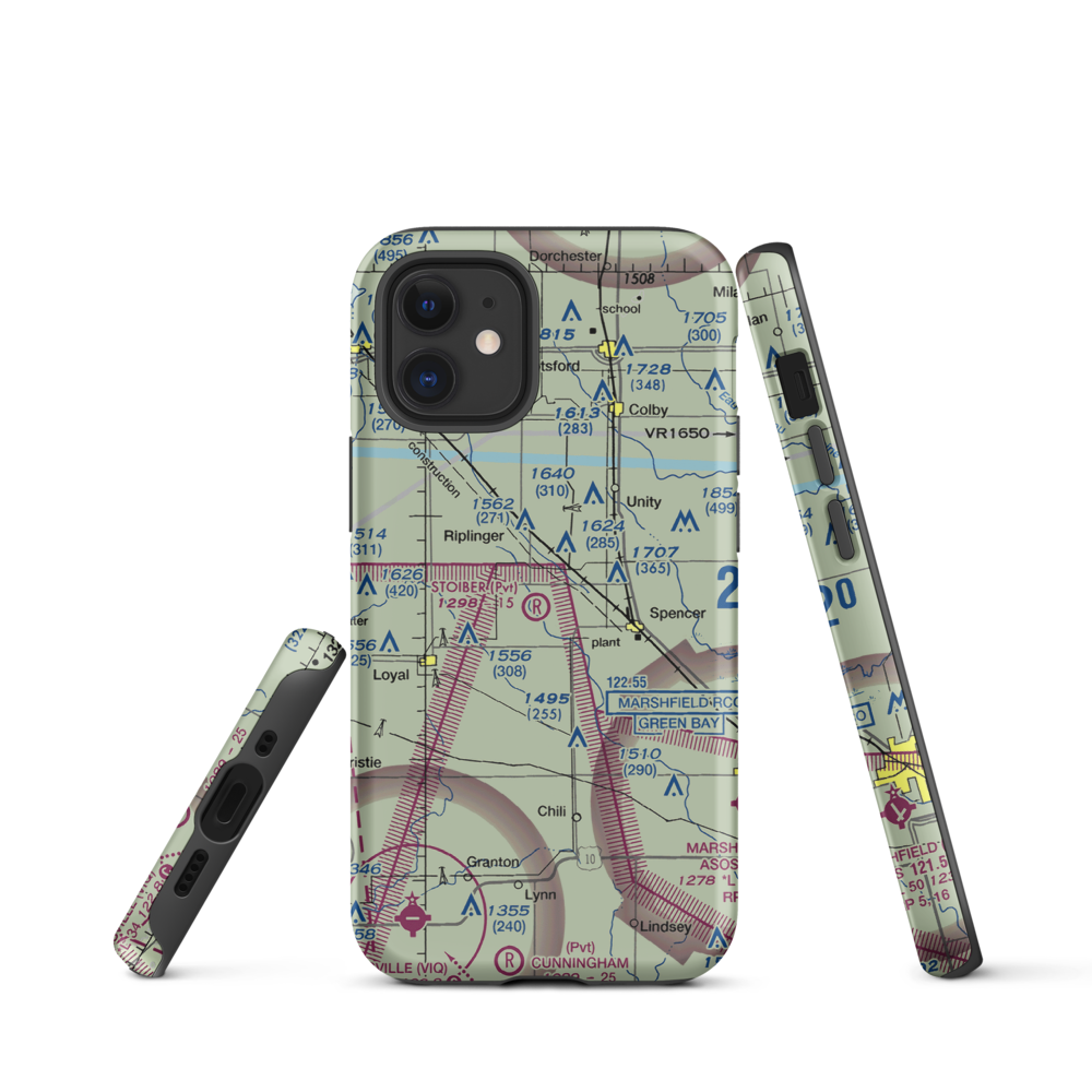 Stoiber Airport (44WI) VFR Sectional  Tough iPhone Case iPhone 12 mini model shown