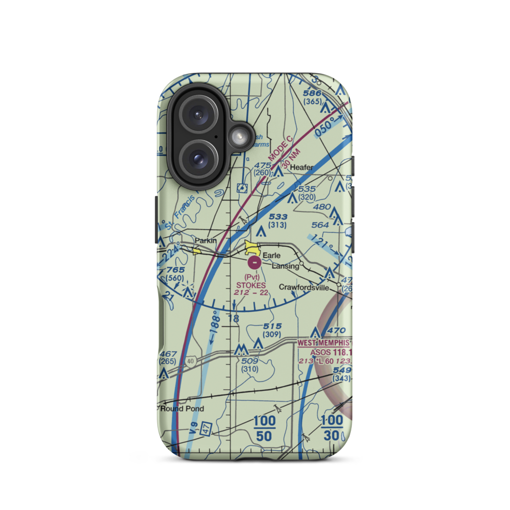 Stokes Airport (63AR) VFR Sectional  Tough iPhone Case iPhone 16 model shown