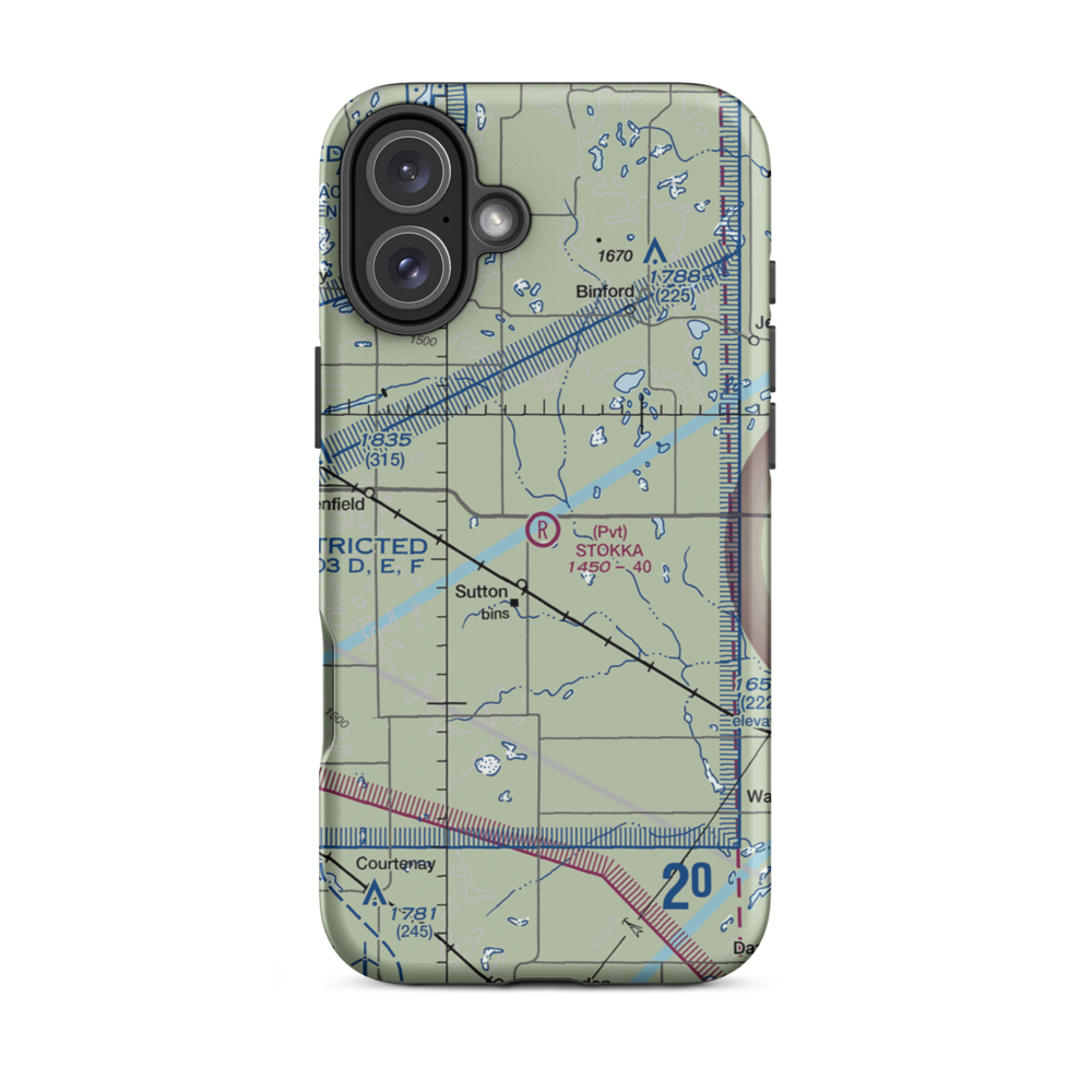 Stokka Airport (ND19) VFR Sectional  Tough iPhone Case iPhone 16 Plus model shown