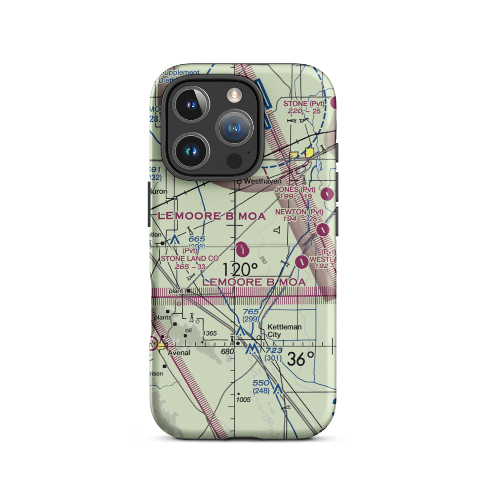 Stone Land County Airport (36CA) VFR Sectional  Tough iPhone Case iPhone 16 Pro model shown