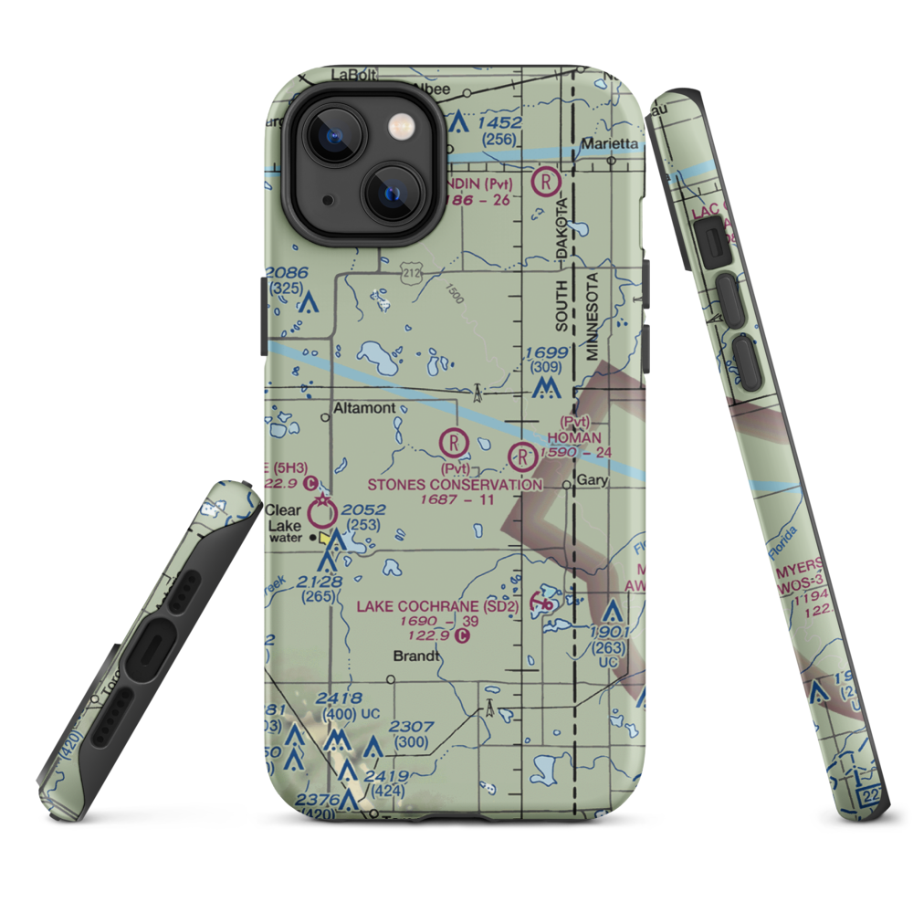 Stone's Conservation Airport (17SD) VFR Sectional  Tough iPhone Case iPhone 14 Plus model shown