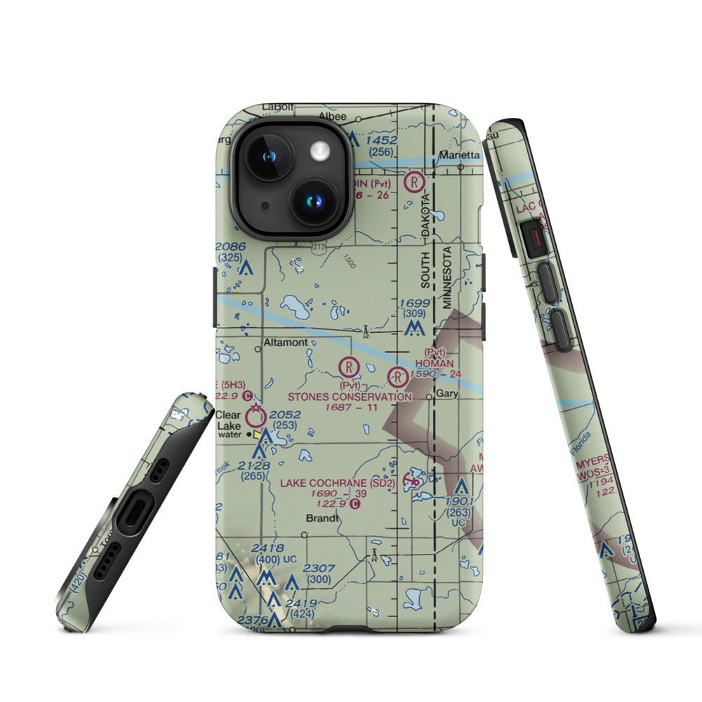 Stone's Conservation Airport (17SD) VFR Sectional  Tough iPhone Case iPhone 15 model shown