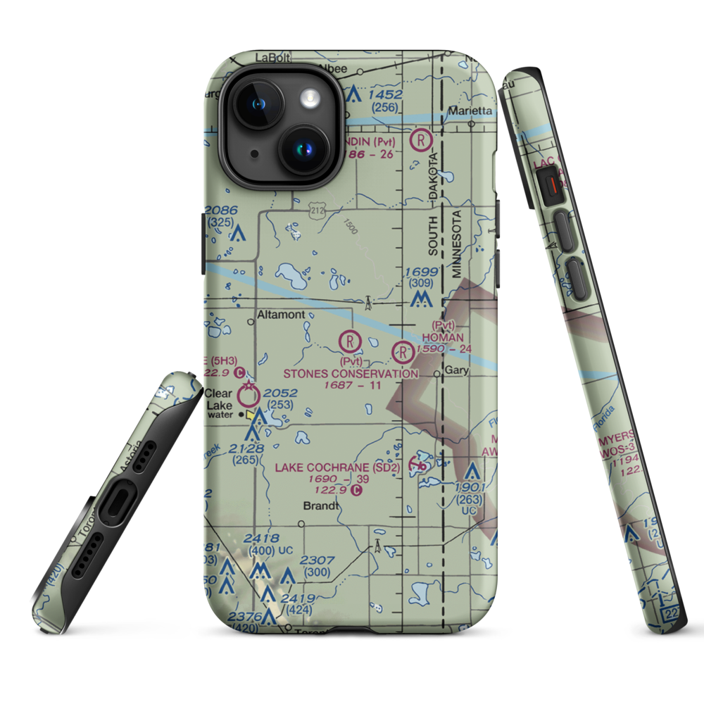 Stone's Conservation Airport (17SD) VFR Sectional  Tough iPhone Case iPhone 15 Plus model shown