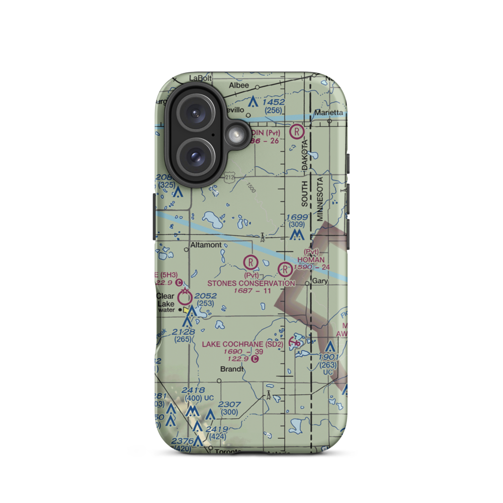 Stone's Conservation Airport (17SD) VFR Sectional  Tough iPhone Case iPhone 16 model shown