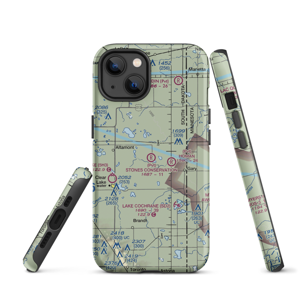 Stone's Conservation Airport (17SD) VFR Sectional  Tough iPhone Case iPhone 13 model shown