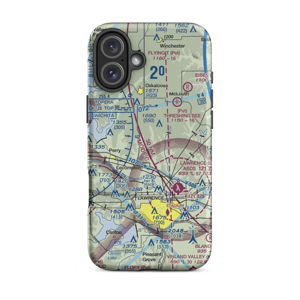 Stonehenge Airport (71KS) VFR Sectional  Tough iPhone Case iPhone 16 Plus model shown