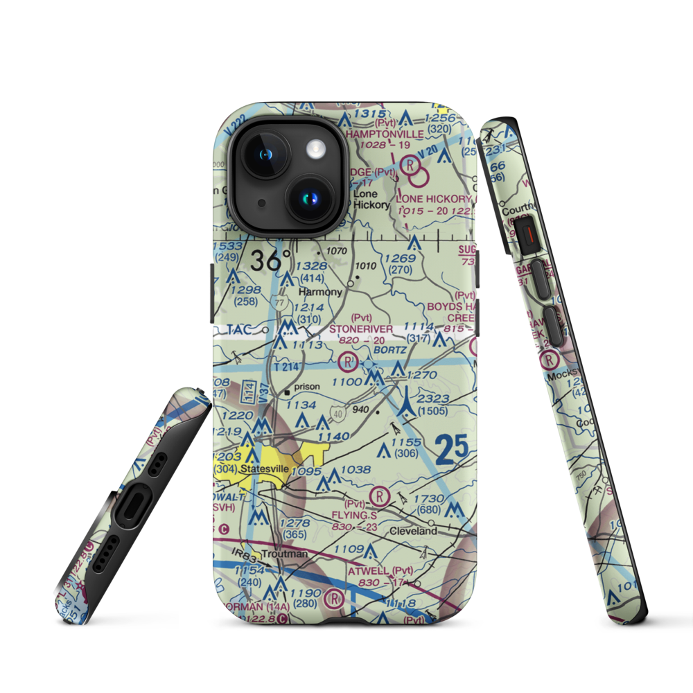 Stoneriver Airport (NC09) VFR Sectional  Tough iPhone Case iPhone 15 model shown