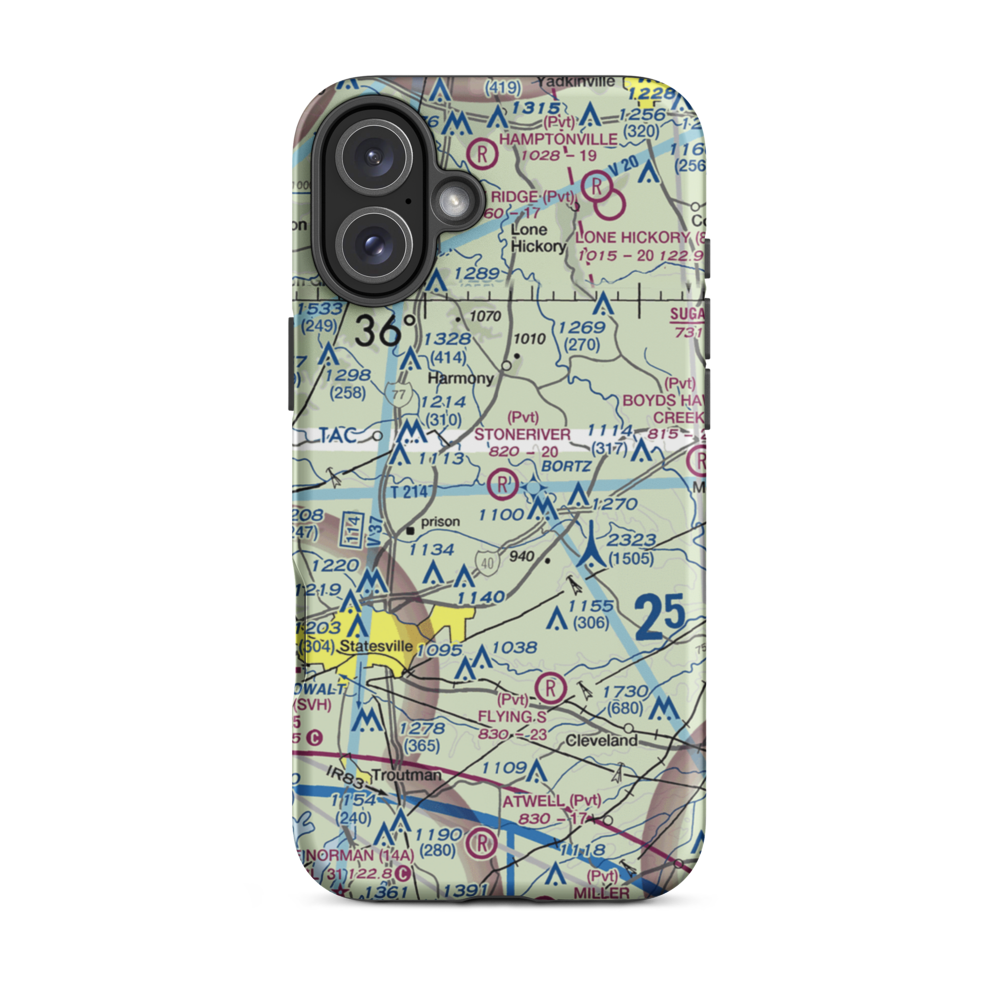 Stoneriver Airport (NC09) VFR Sectional  Tough iPhone Case iPhone 16 Plus model shown