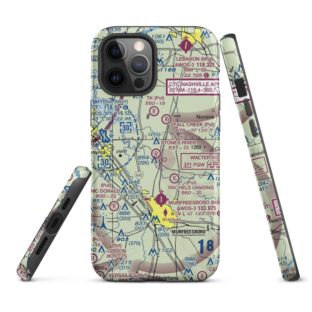 Stones River Airport (7TN3) VFR Sectional  Tough iPhone Case iPhone 12 Pro Max model shown