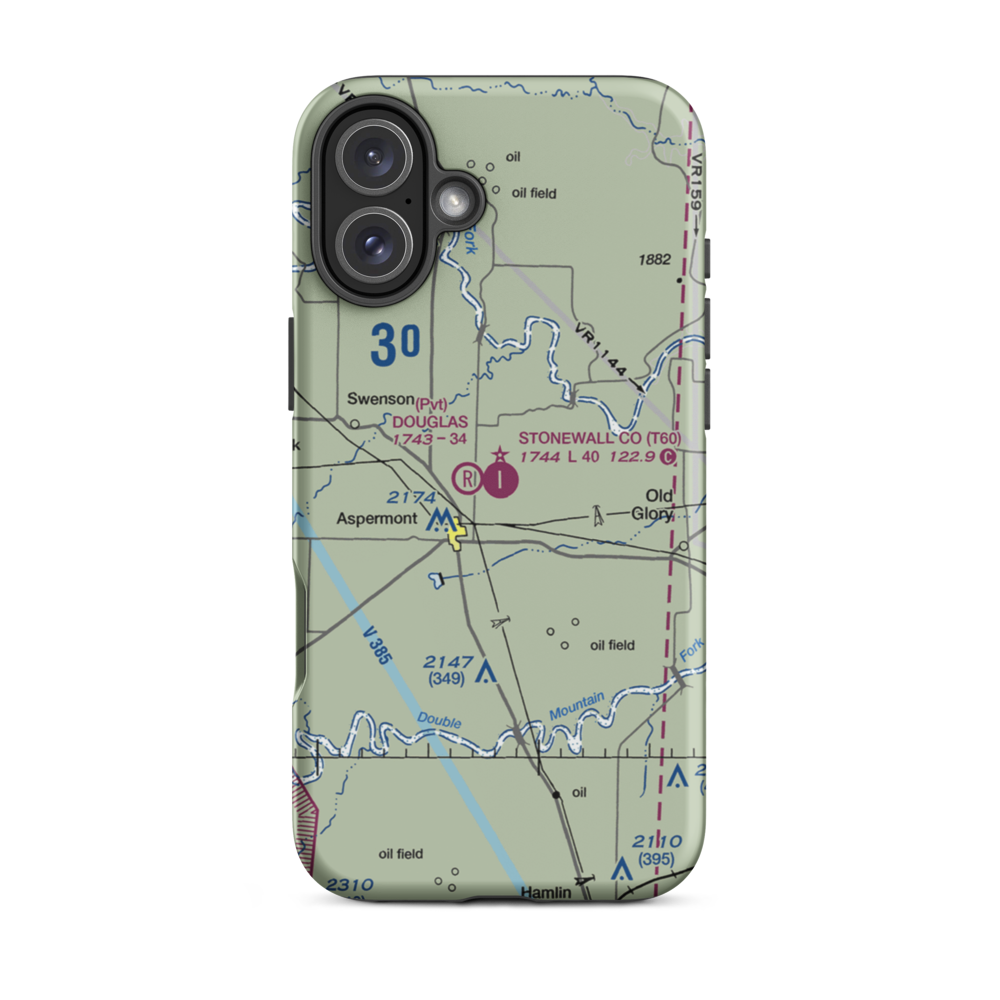 Stonewall County Airport (T60) VFR Sectional  Tough iPhone Case iPhone 16 Plus model shown