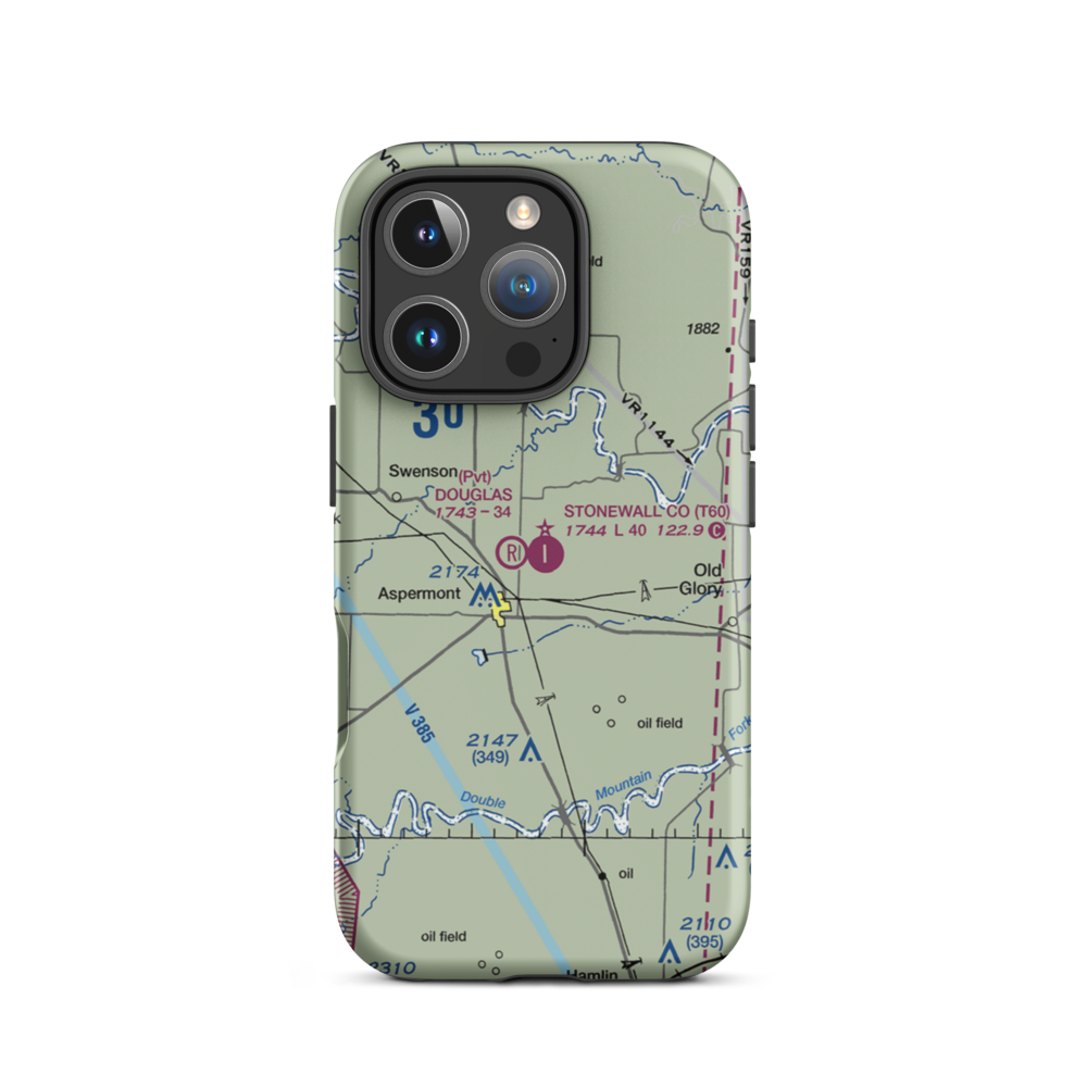 Stonewall County Airport (T60) VFR Sectional  Tough iPhone Case iPhone 16 Pro model shown