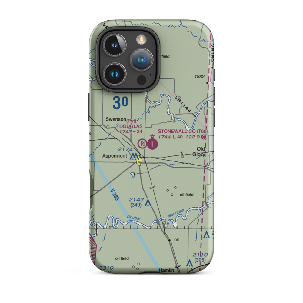 Stonewall County Airport (T60) VFR Sectional  Tough iPhone Case iPhone 16 Pro Max model shown