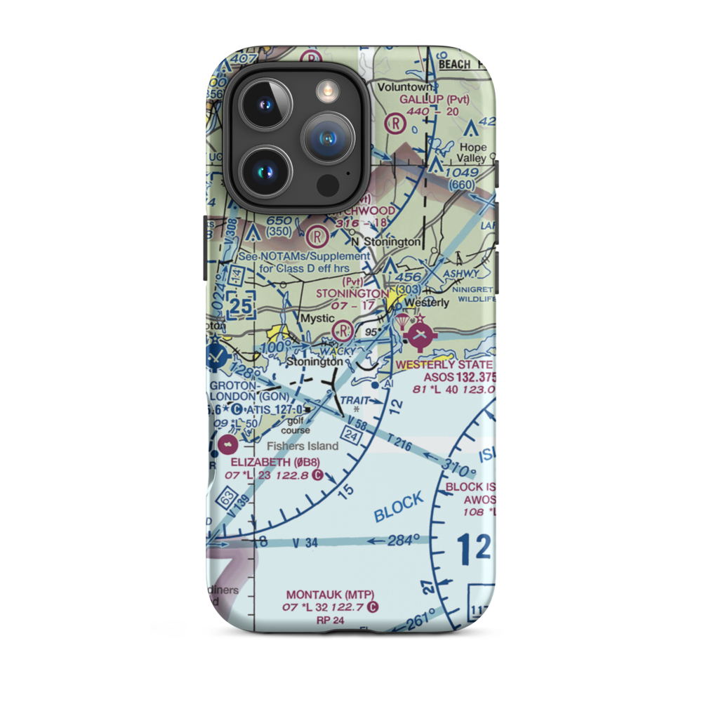 Stonington Airpark (CT80) VFR Sectional  Tough iPhone Case iPhone 16 Pro Max model shown