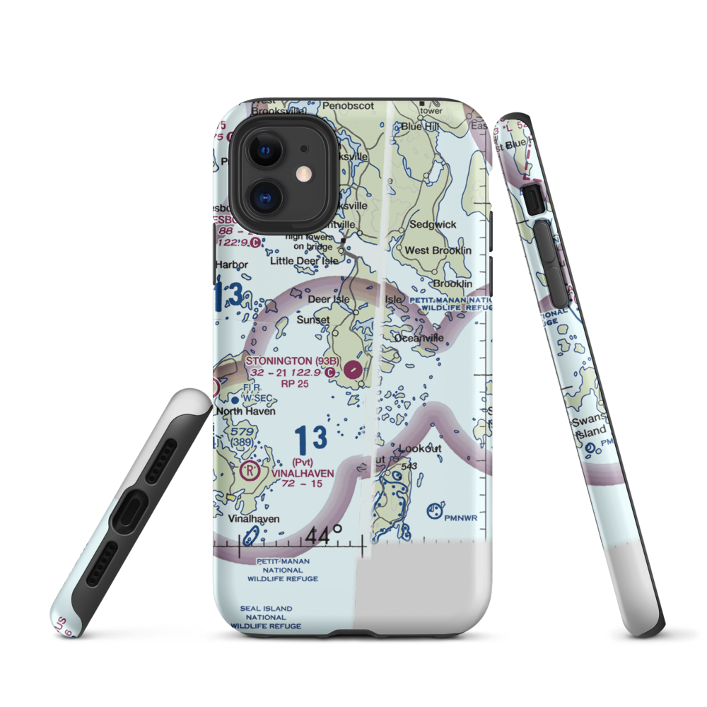 Stonington Municipal Airport (93B) VFR Sectional  Tough iPhone Case iPhone 11 model shown