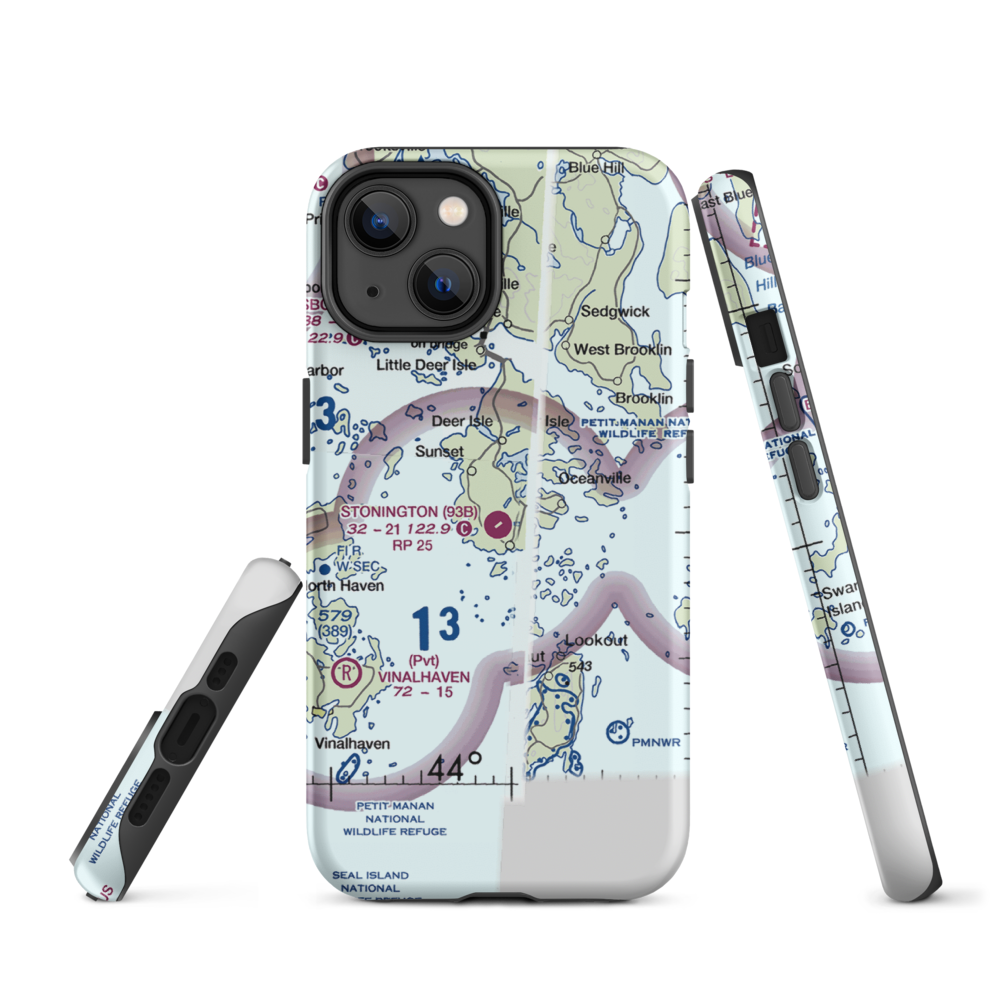 Stonington Municipal Airport (93B) VFR Sectional  Tough iPhone Case iPhone 14 model shown