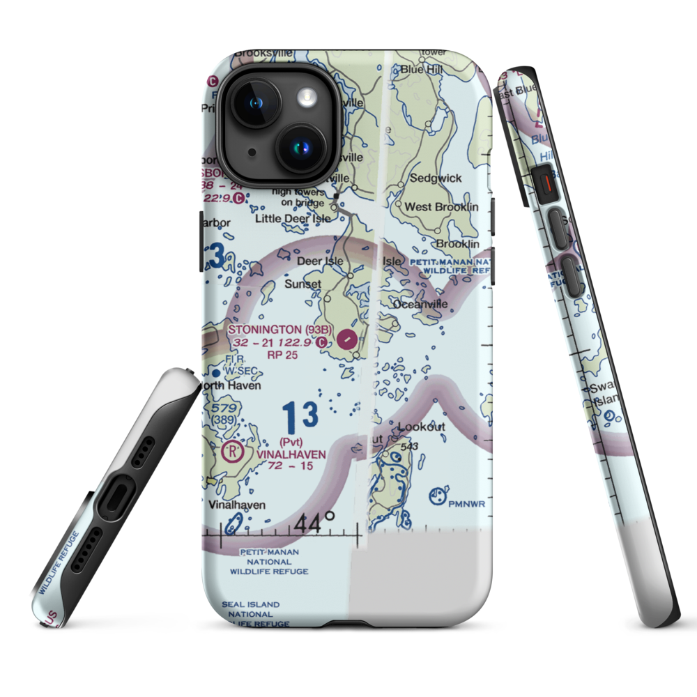 Stonington Municipal Airport (93B) VFR Sectional  Tough iPhone Case iPhone 15 Plus model shown