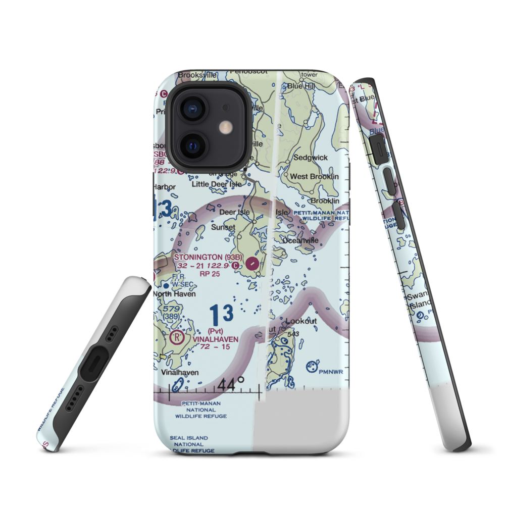 Stonington Municipal Airport (93B) VFR Sectional  Tough iPhone Case iPhone 12 model shown
