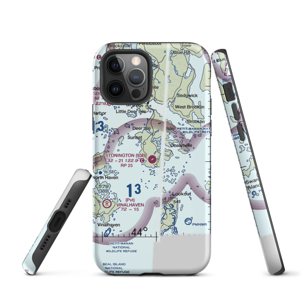 Stonington Municipal Airport (93B) VFR Sectional  Tough iPhone Case iPhone 12 Pro model shown