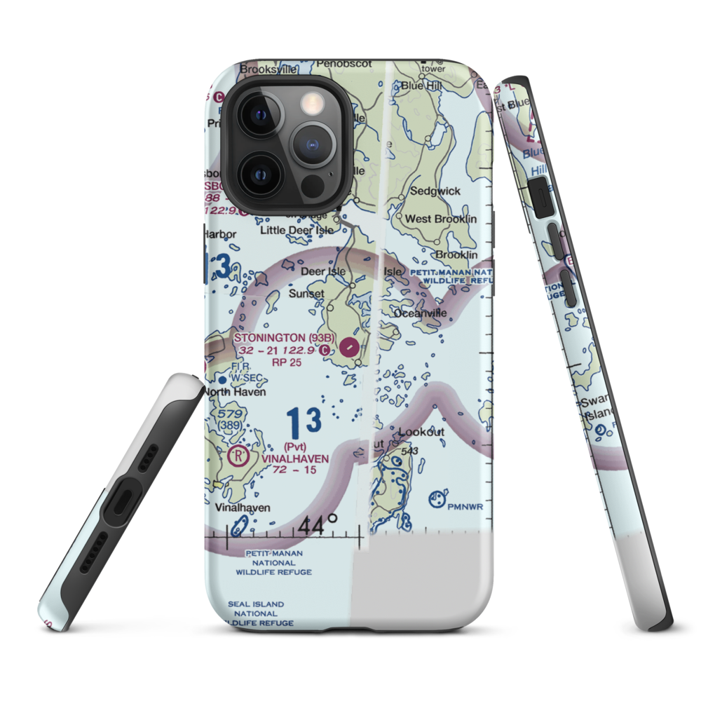 Stonington Municipal Airport (93B) VFR Sectional  Tough iPhone Case iPhone 12 Pro Max model shown