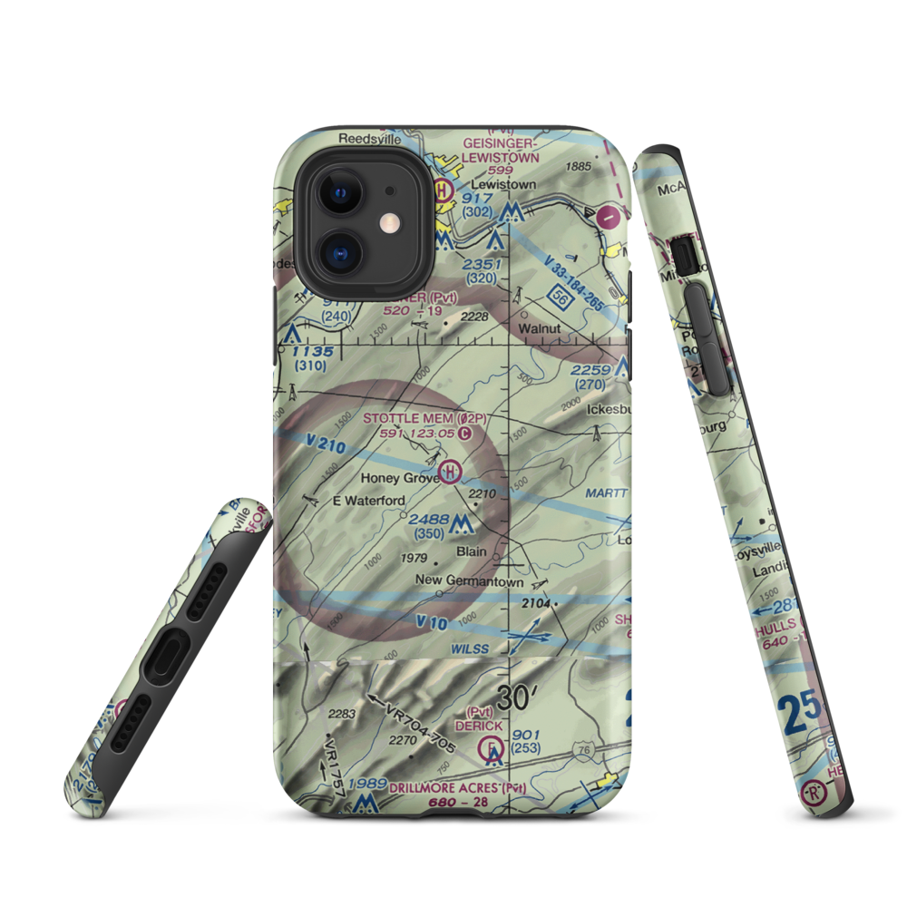 Stottle Memorial Heliport (02P) VFR Sectional  Tough iPhone Case iPhone 11 model shown