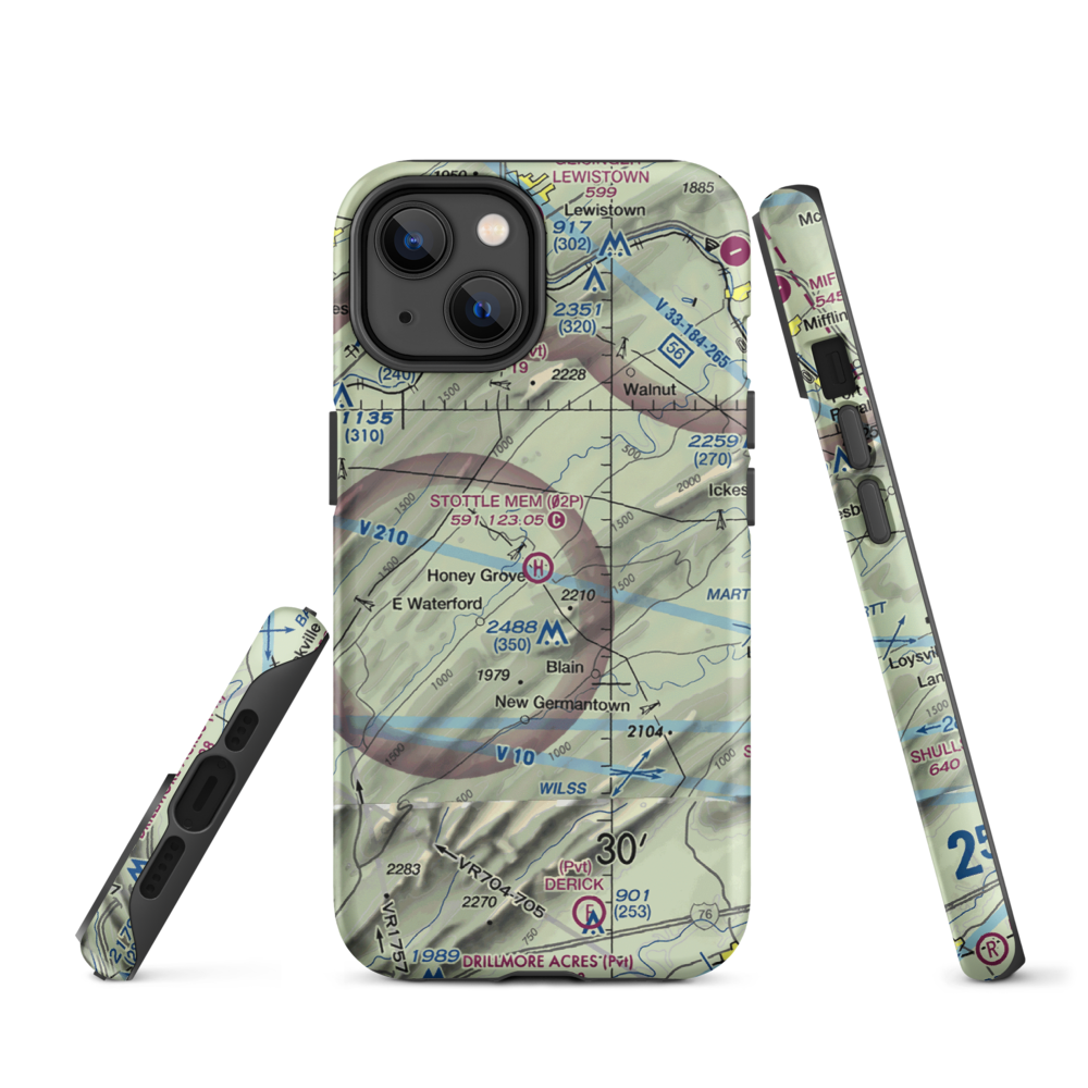 Stottle Memorial Heliport (02P) VFR Sectional  Tough iPhone Case iPhone 14 model shown