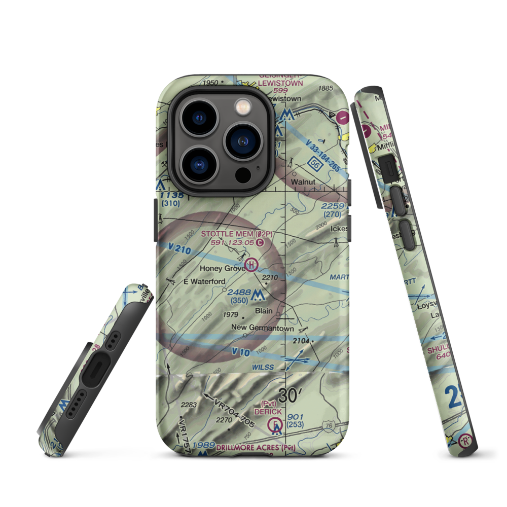 Stottle Memorial Heliport (02P) VFR Sectional  Tough iPhone Case iPhone 14 Pro model shown