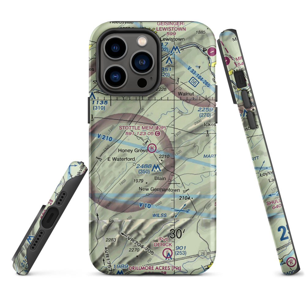 Stottle Memorial Heliport (02P) VFR Sectional  Tough iPhone Case iPhone 14 Pro Max model shown