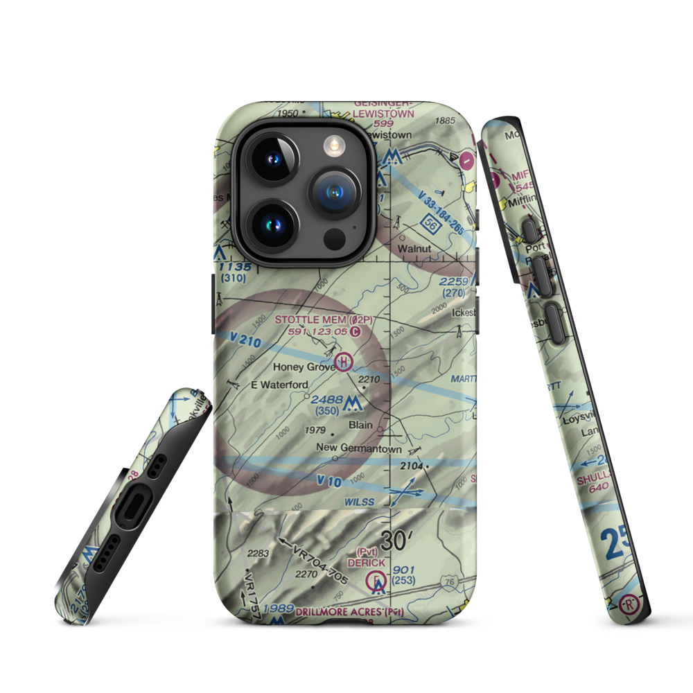 Stottle Memorial Heliport (02P) VFR Sectional  Tough iPhone Case iPhone 15 Pro model shown
