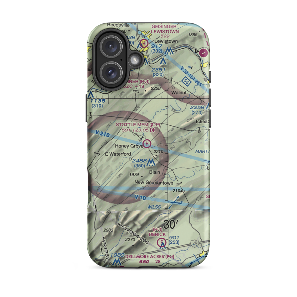 Stottle Memorial Heliport (02P) VFR Sectional  Tough iPhone Case iPhone 16 Plus model shown