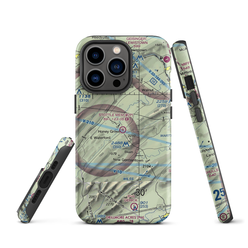 Stottle Memorial Heliport (02P) VFR Sectional  Tough iPhone Case iPhone 13 Pro model shown