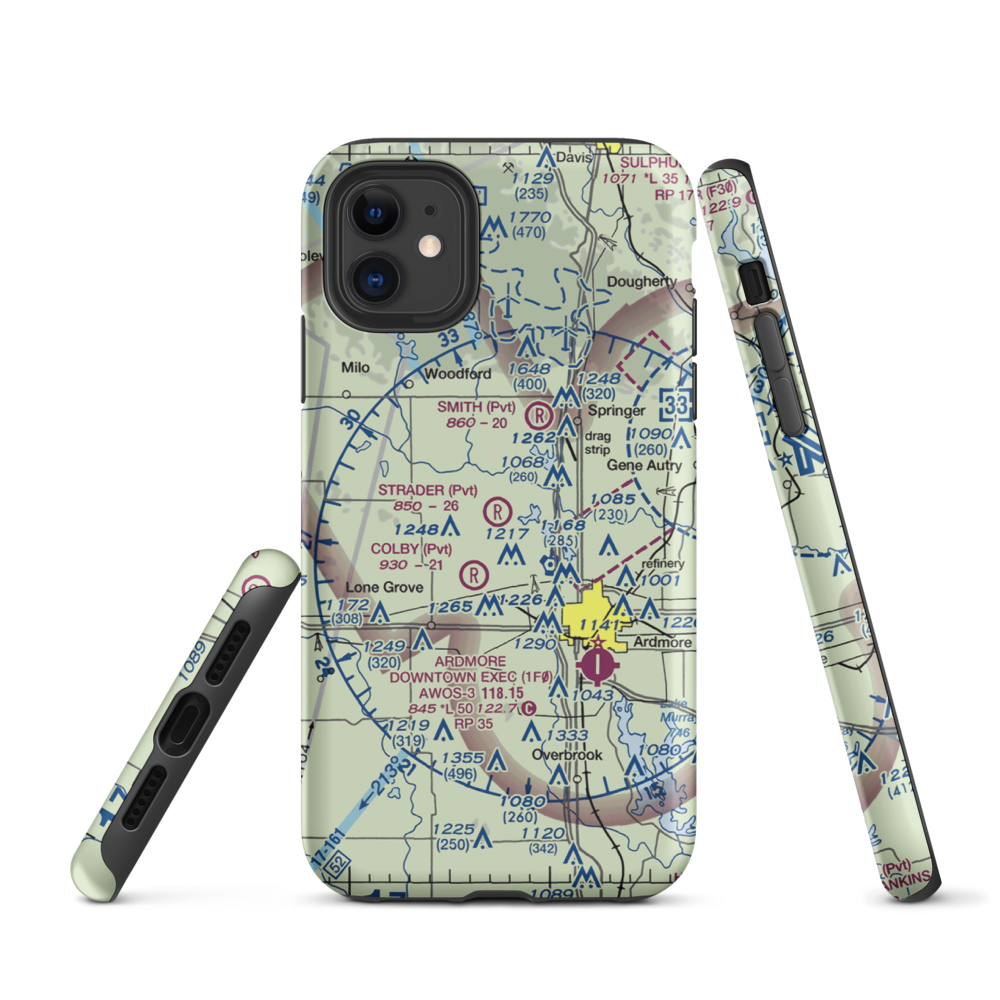Strader Ranch Airport (OK62) VFR Sectional  Tough iPhone Case iPhone 11 model shown