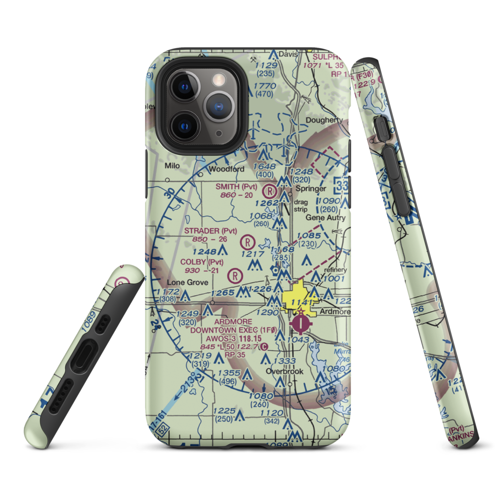 Strader Ranch Airport (OK62) VFR Sectional  Tough iPhone Case iPhone 11 Pro model shown