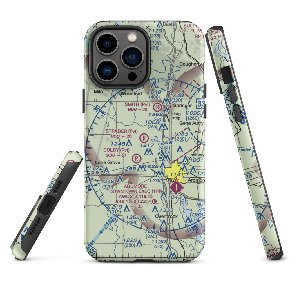 Strader Ranch Airport (OK62) VFR Sectional  Tough iPhone Case iPhone 13 Pro Max model shown