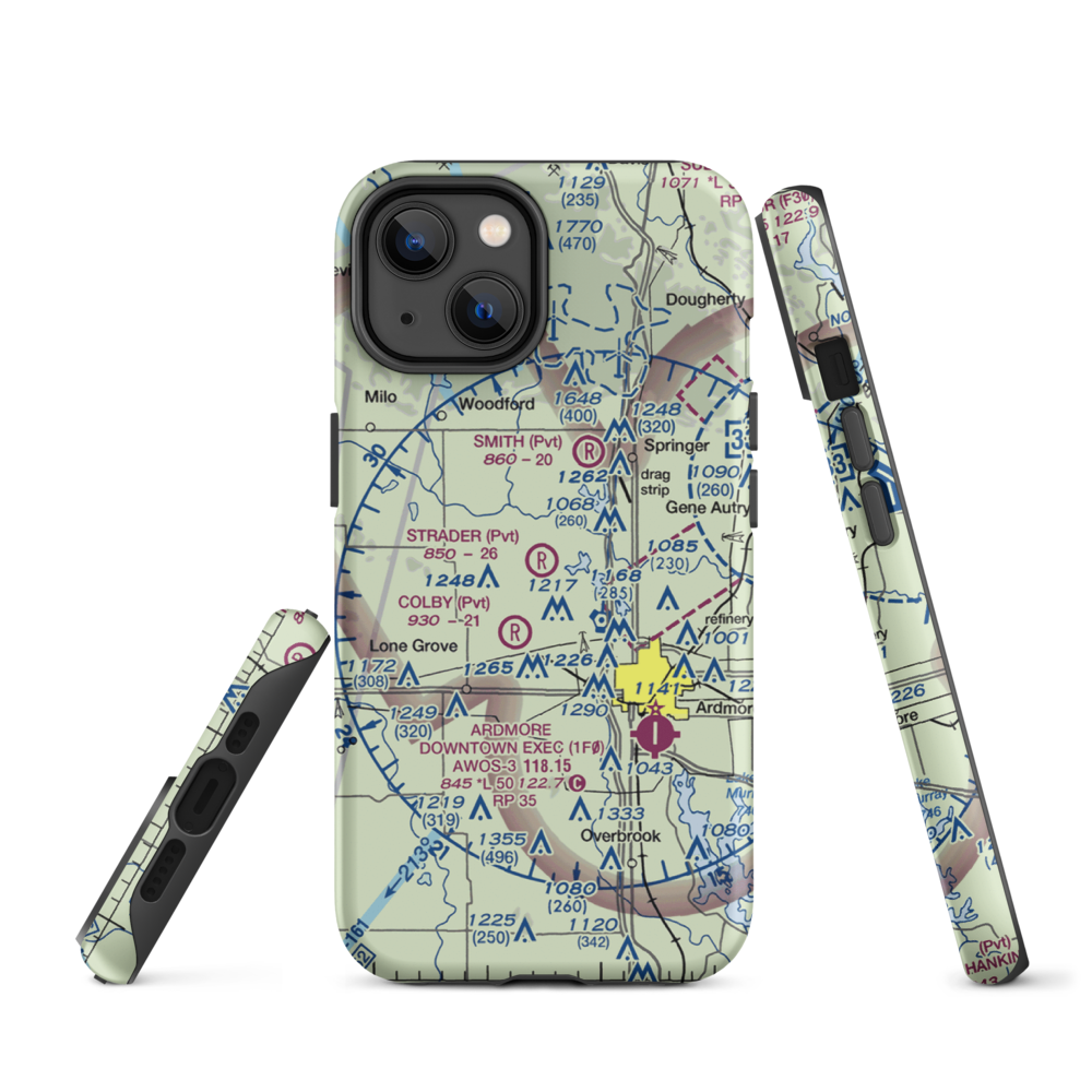 Strader Ranch Airport (OK62) VFR Sectional  Tough iPhone Case iPhone 14 model shown
