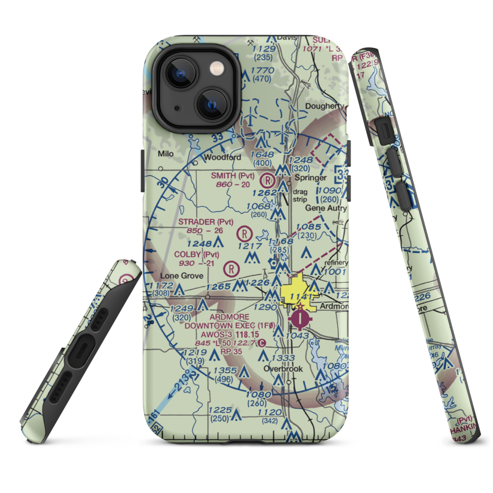 Strader Ranch Airport (OK62) VFR Sectional  Tough iPhone Case iPhone 14 Plus model shown