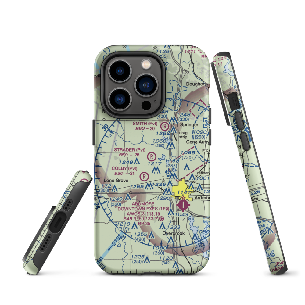 Strader Ranch Airport (OK62) VFR Sectional  Tough iPhone Case iPhone 14 Pro model shown