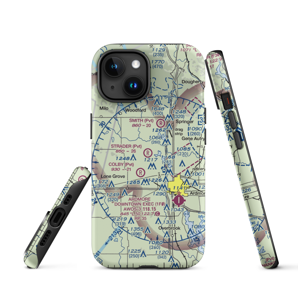 Strader Ranch Airport (OK62) VFR Sectional  Tough iPhone Case iPhone 15 model shown
