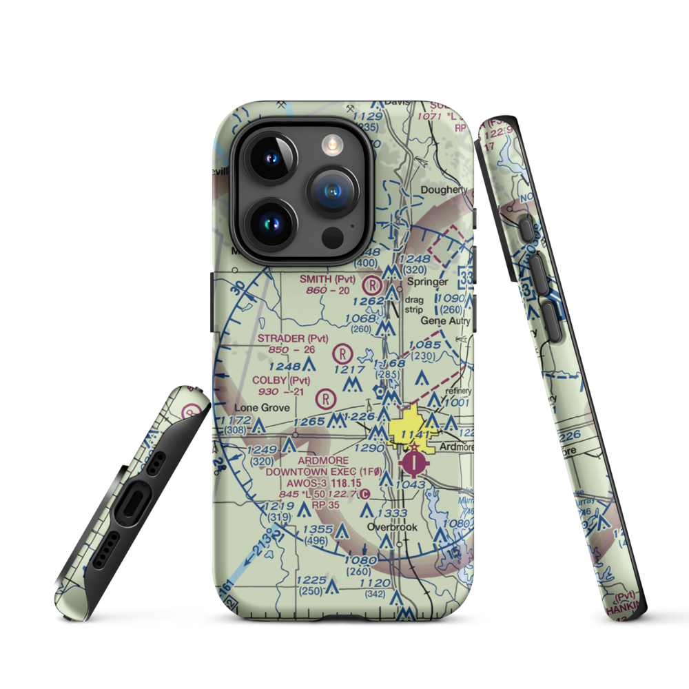 Strader Ranch Airport (OK62) VFR Sectional  Tough iPhone Case iPhone 15 Pro model shown