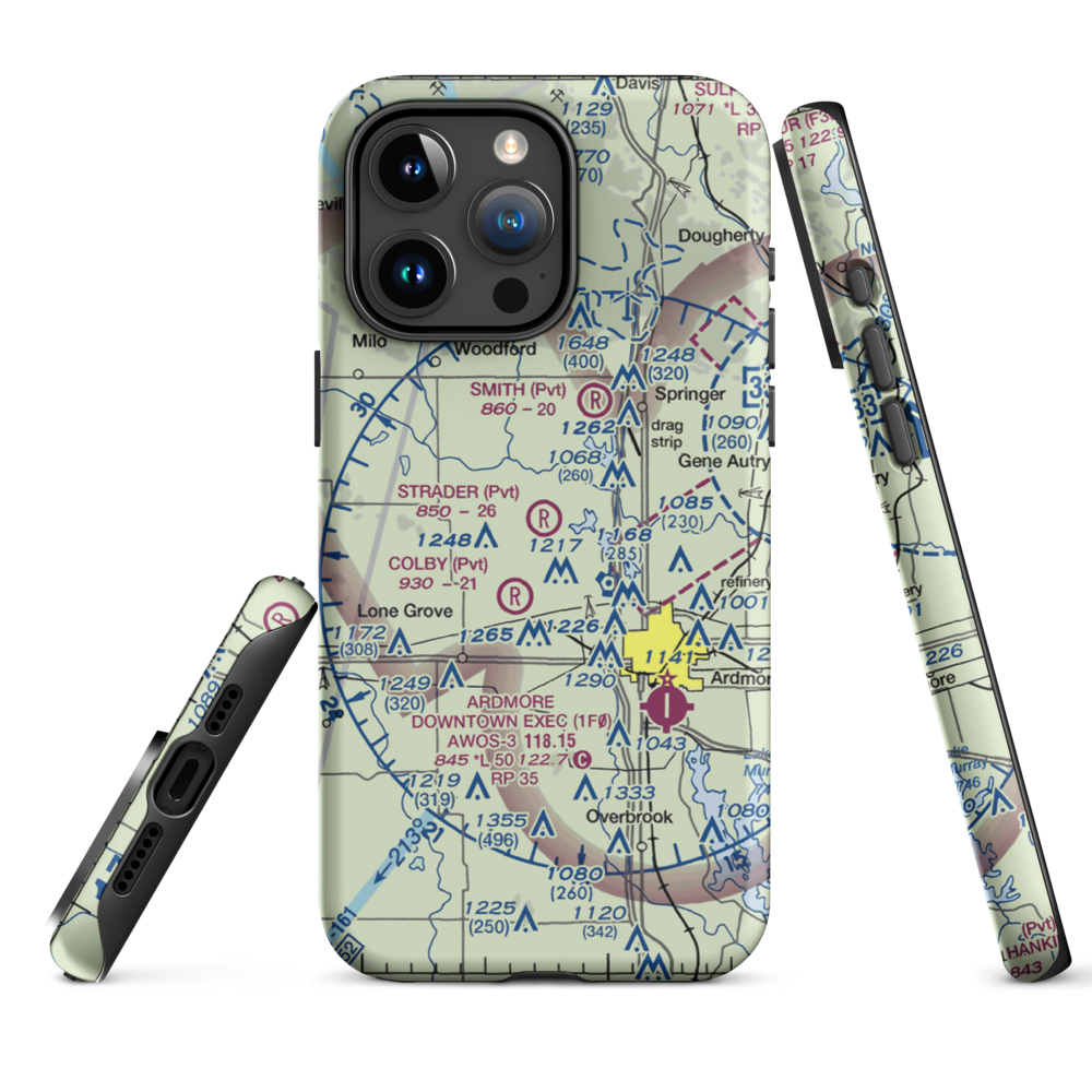 Strader Ranch Airport (OK62) VFR Sectional  Tough iPhone Case iPhone 15 Pro Max model shown