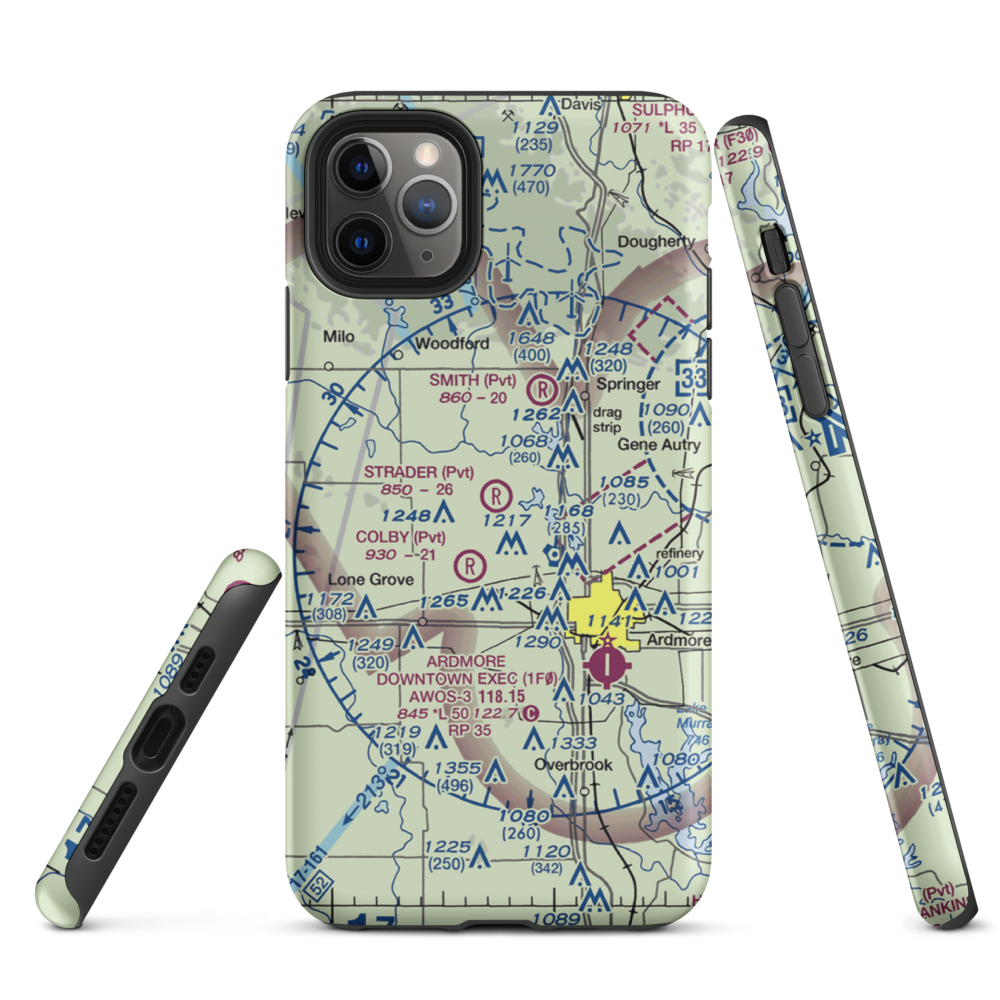 Strader Ranch Airport (OK62) VFR Sectional  Tough iPhone Case iPhone 11 Pro Max model shown