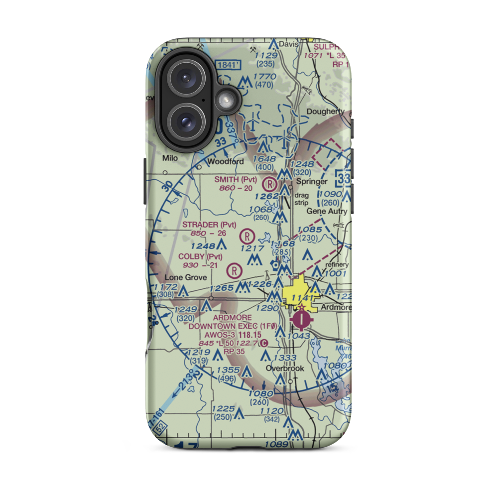 Strader Ranch Airport (OK62) VFR Sectional  Tough iPhone Case iPhone 16 Plus model shown